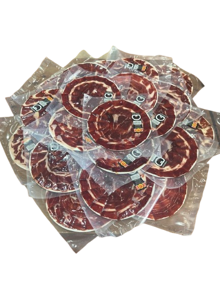 JAMON BELLOTA 100% IBERICO LONCHEADO A MANO CAJA 20 SOBRES DE 100 GR. (Copia)