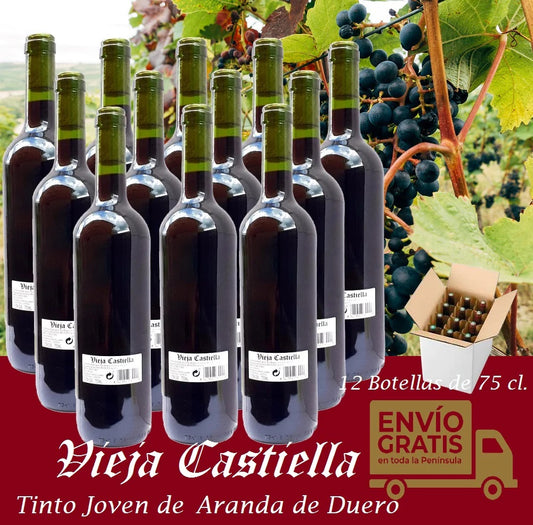 VIEJA CASTIELLA TINTO JOVEN DE ARANDA DE DUERO.
Cajas de12 Botellas de 75 Cl.
Envios Gratis España Peninsula.
Excelente relación Calidad-Precio